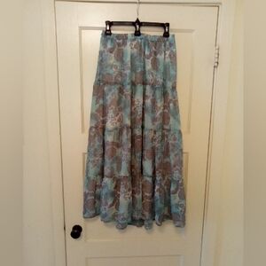 Christopher & Banks Blue and Brown Maxi Skirt Size Medium